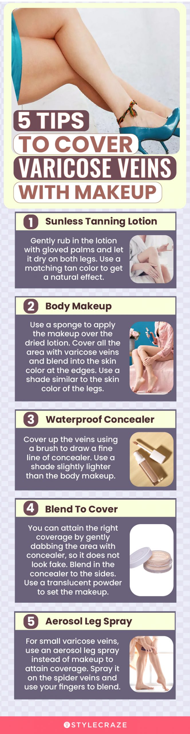 5 tips to cover varicose veins with makeup (infographic)