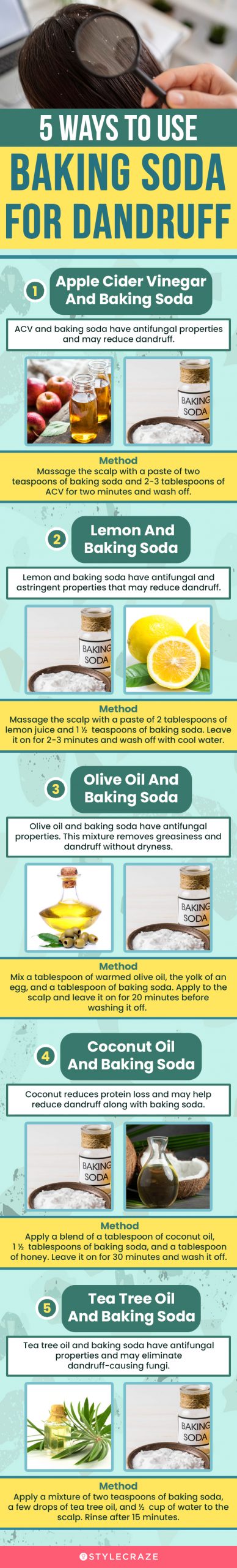 5 ways to use baking soda for dandruff (infographic)