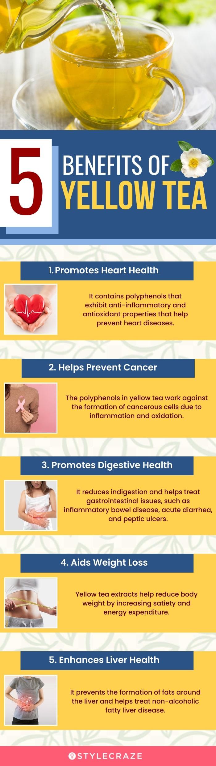 5 benefits of yellow tea (infographic)