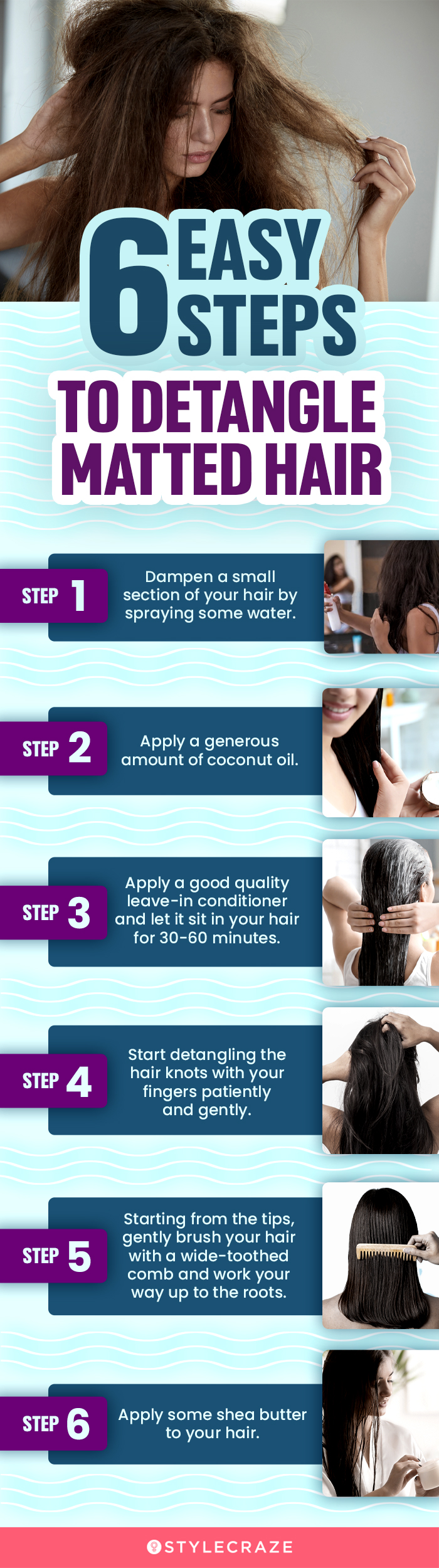 6 easy steps to detangle matted hair (infographic) (infographic)