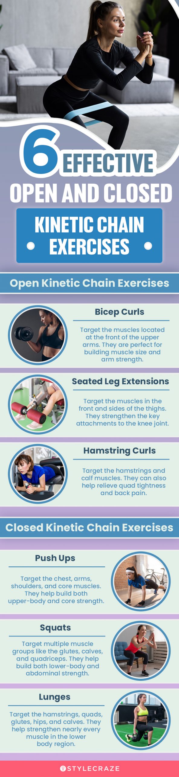 6 effective open and closed kinetic chain exercises (infographic)