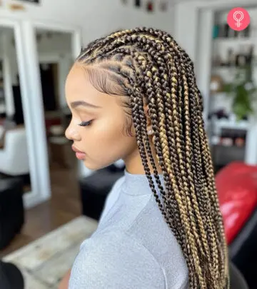 Girl flaunting knotless braids