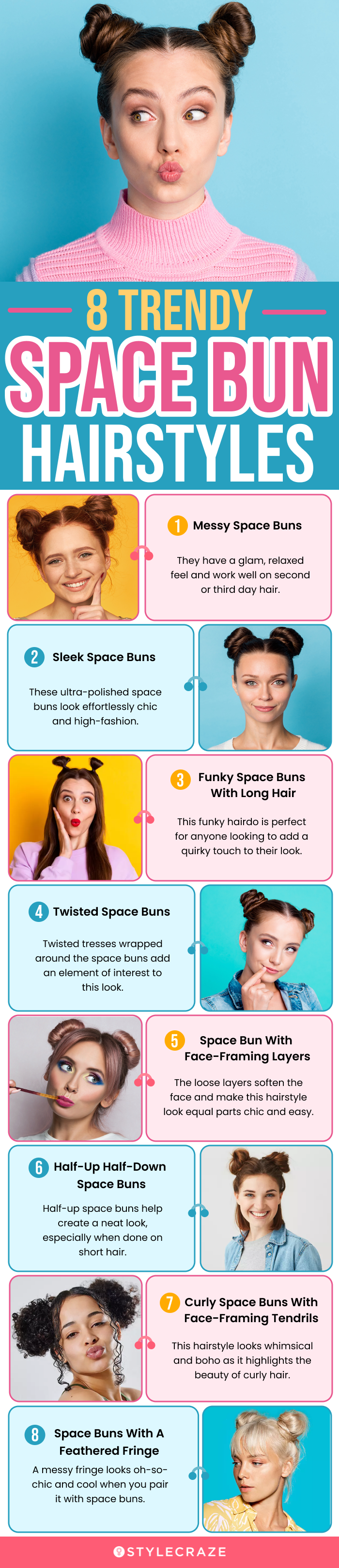 8 trendy space bun hairstyles (infographic)