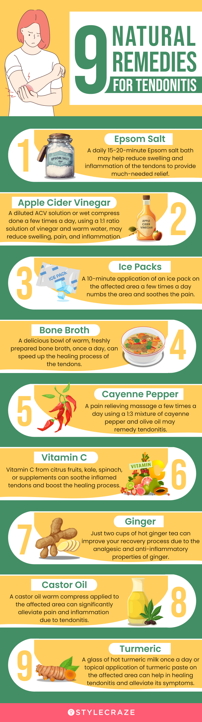 9 natural remedies for tendonitis (infographic)