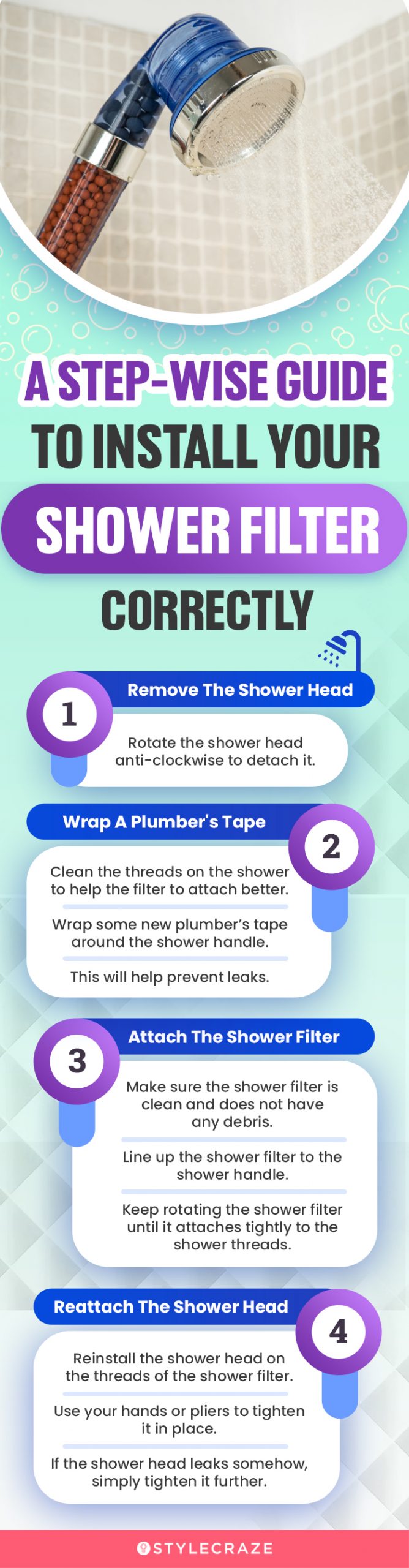 A Step Wise Guide To Install Your Shower Filter Correctly (infographic)