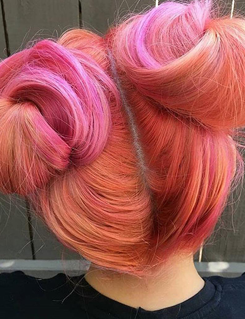 Coral space buns