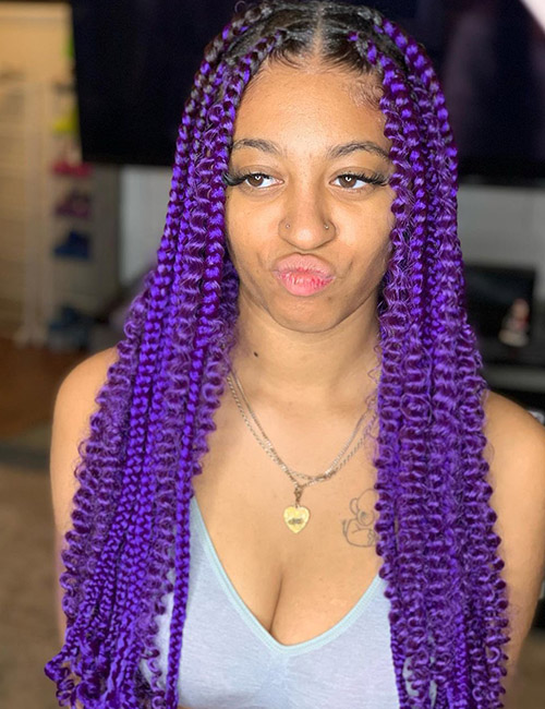 Purple knotless braids