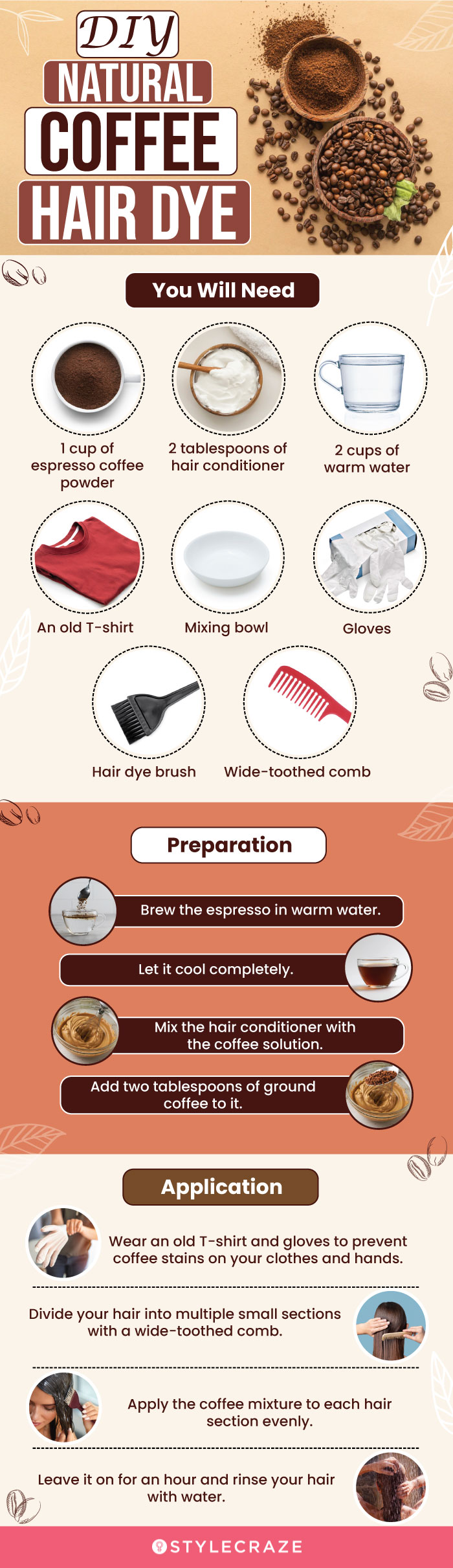 diy natural coffee hair dye (infographic)