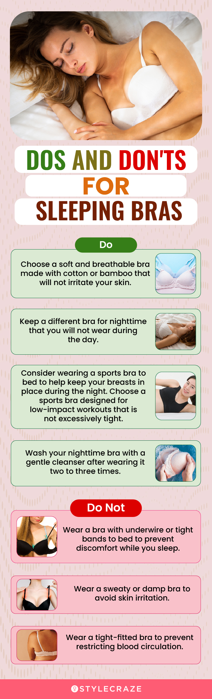 DOs and DON'Ts Of Choosing & Maintaining Sleeping Bras (infographic)