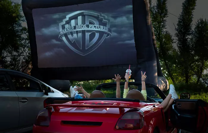 Drive-in party decor idea for 70th birthday