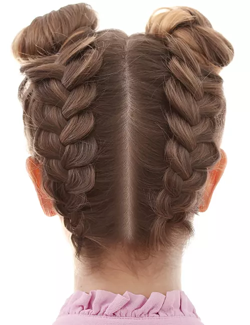 Dutch braided space buns