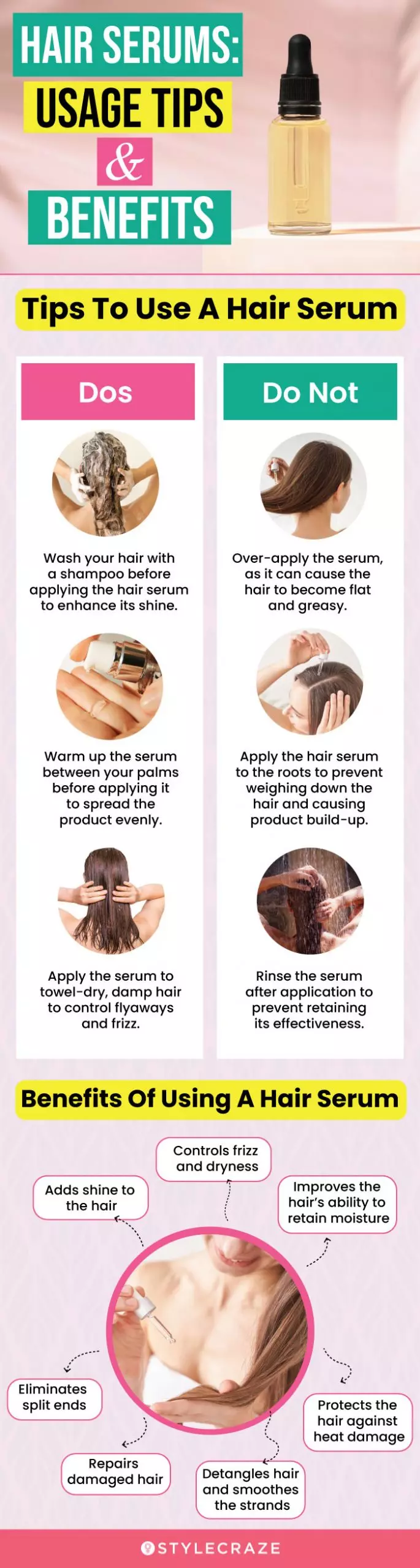 Hair Serum Usage Tips & Benefits (infographic)