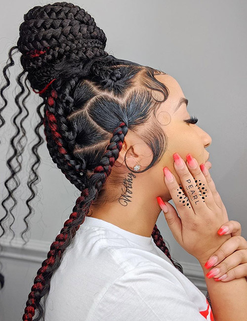 Heart And Triangle Knotless Braids