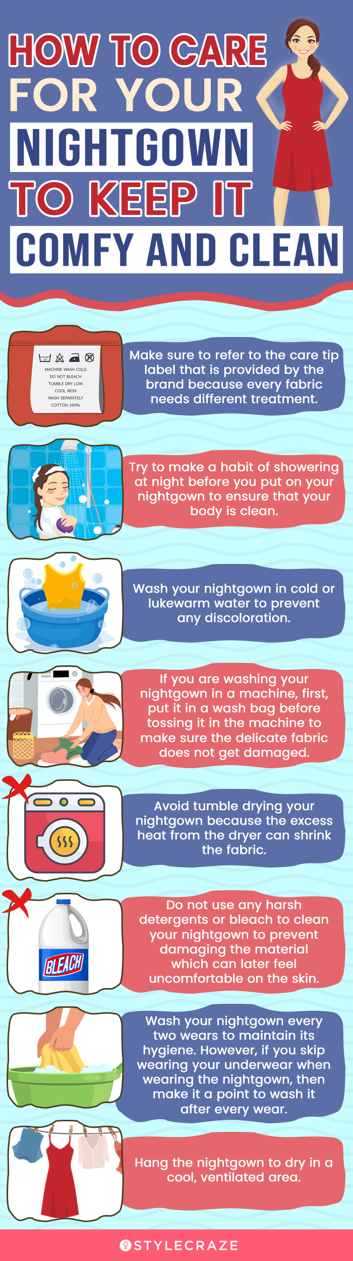 How To Care For Your Nightgown To Keep It Comfy And Clean (infographic)