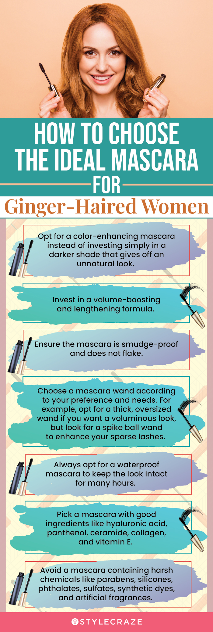 How To Choose The Ideal Mascara For Ginger-Haired Women (infographic)