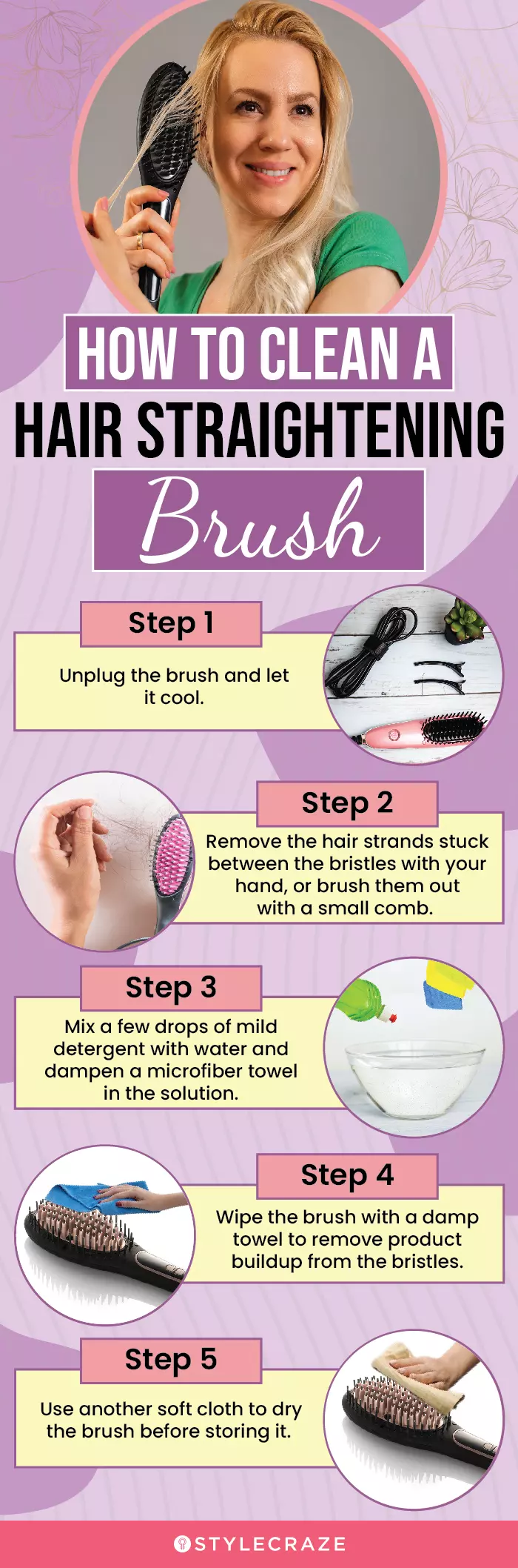 Tips To Clean A Hair Straightening Brush: Steps To Follow (infographic)