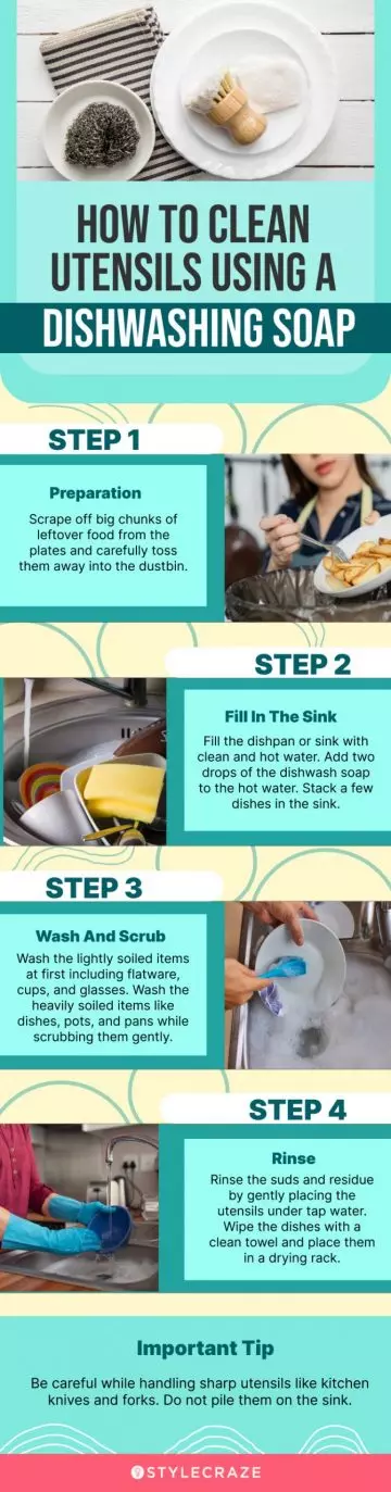 How To Clean Utensils Using A Dishwashing Soap (infographic)