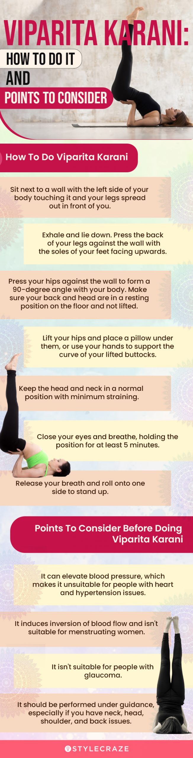 how to do the viparita karani and what are its benefits (infographic)