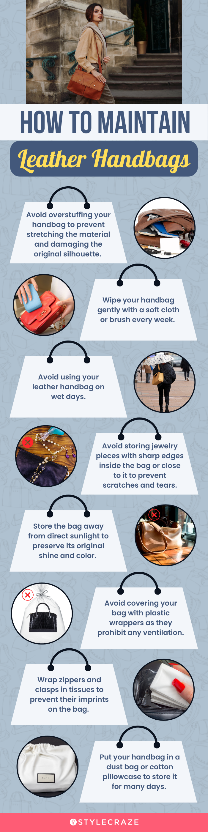 How To Maintain Leather Handbags (infographic)