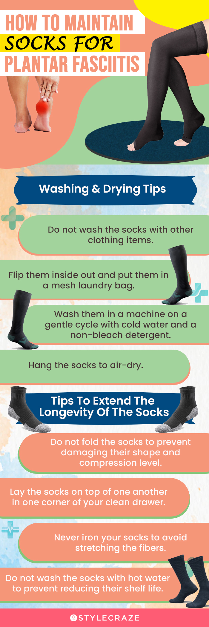 How To Maintain Socks For Plantar Fasciitis (infographic)