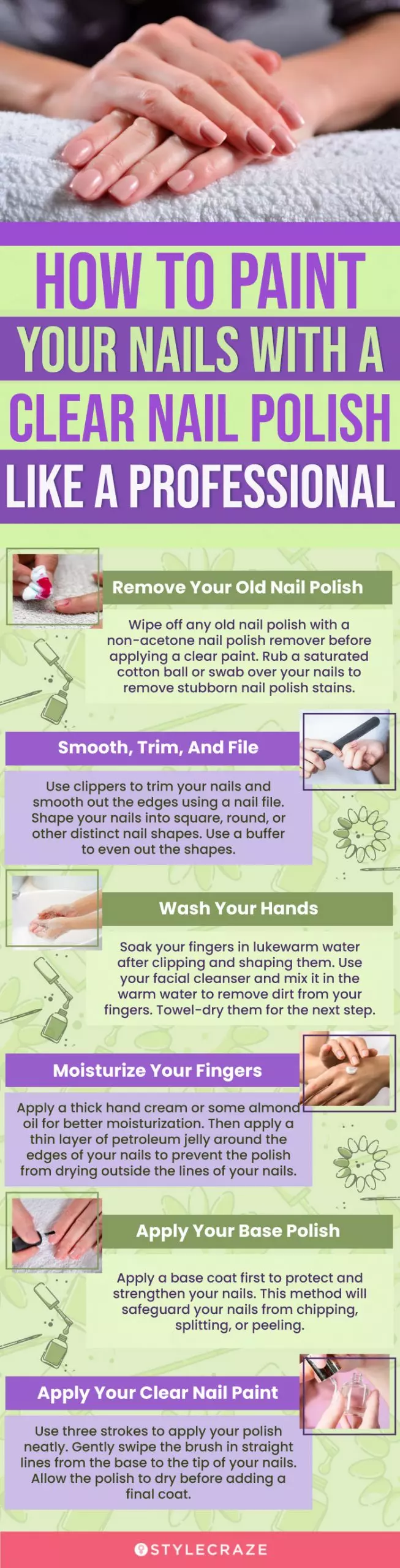 How To Paint Your Nails With A Clear Nail Polish Like A Professional (infographic)