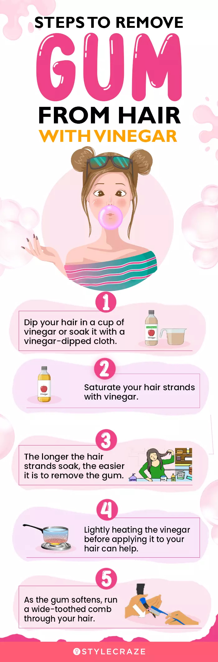 how to remove gum for hair with vinegar (infographic)