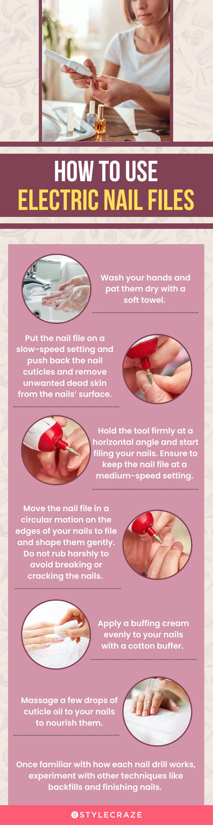 How To Use Electric Nail Files (infographic)