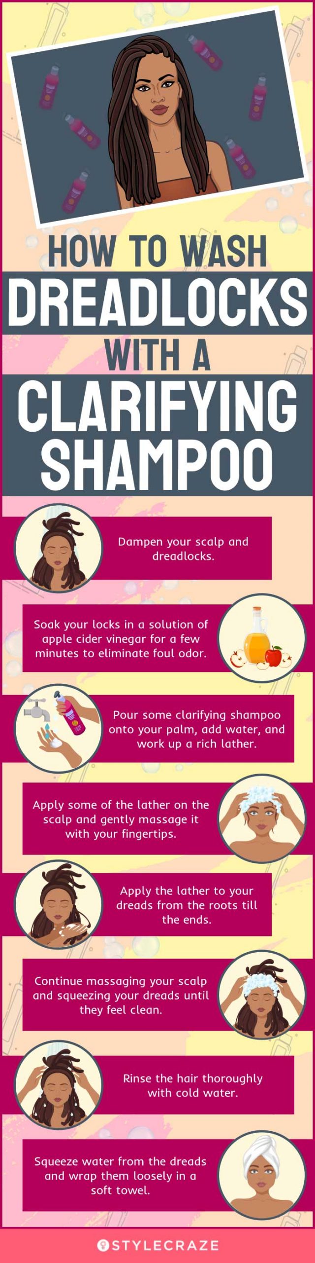 How To Wash Dreadlocks With A Clarifying Shampoo (infographic)