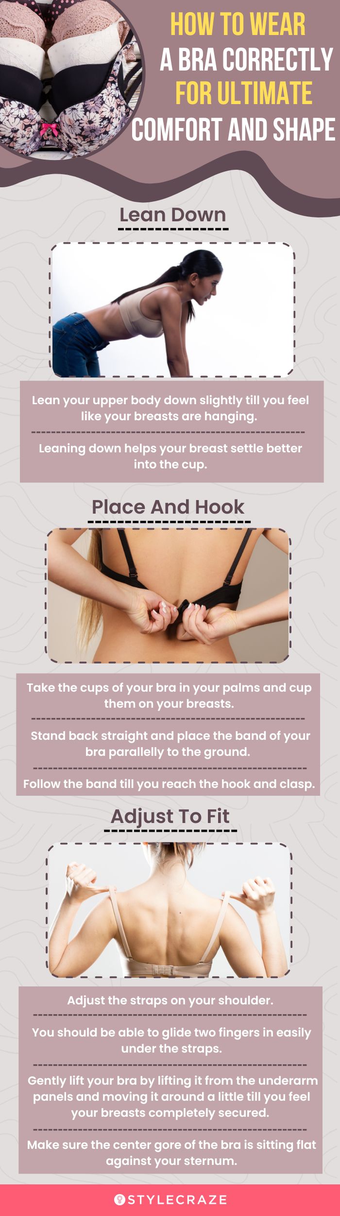 How To Wear A Bra Correctly For Ultimate Comfort And Shape (infographic)