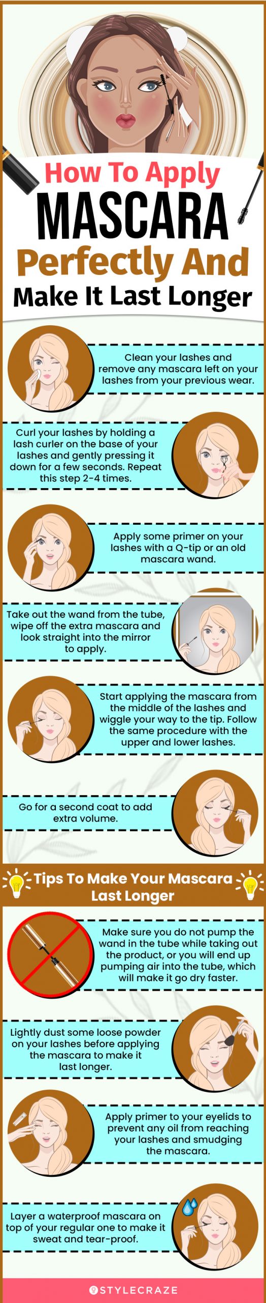 How To Wear Mascara Perfectly and Tips To Make It Last Longer (infographic)