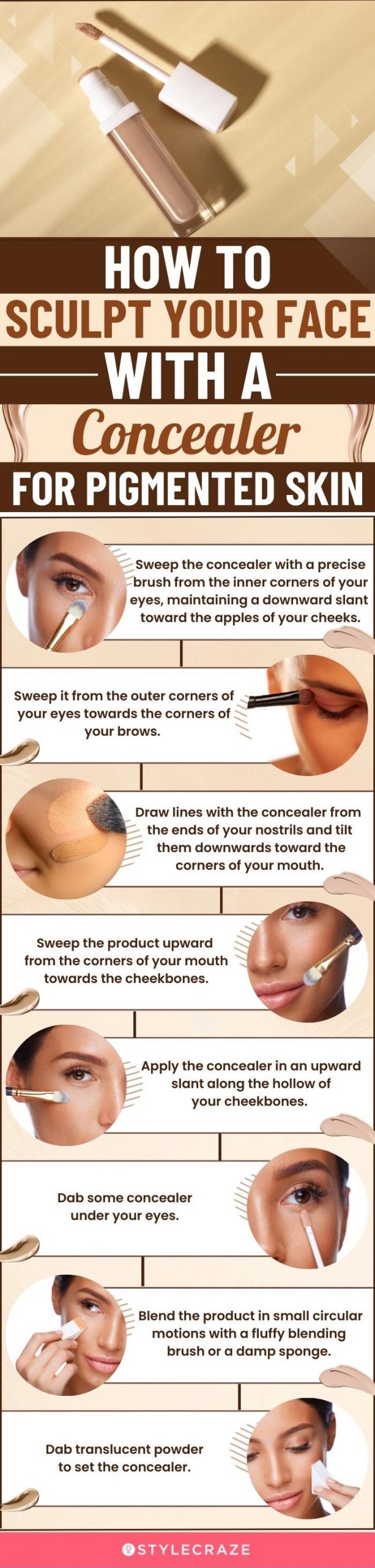How To Sculpt Your Face With A Concealer For Pigmented Skin (infographic)