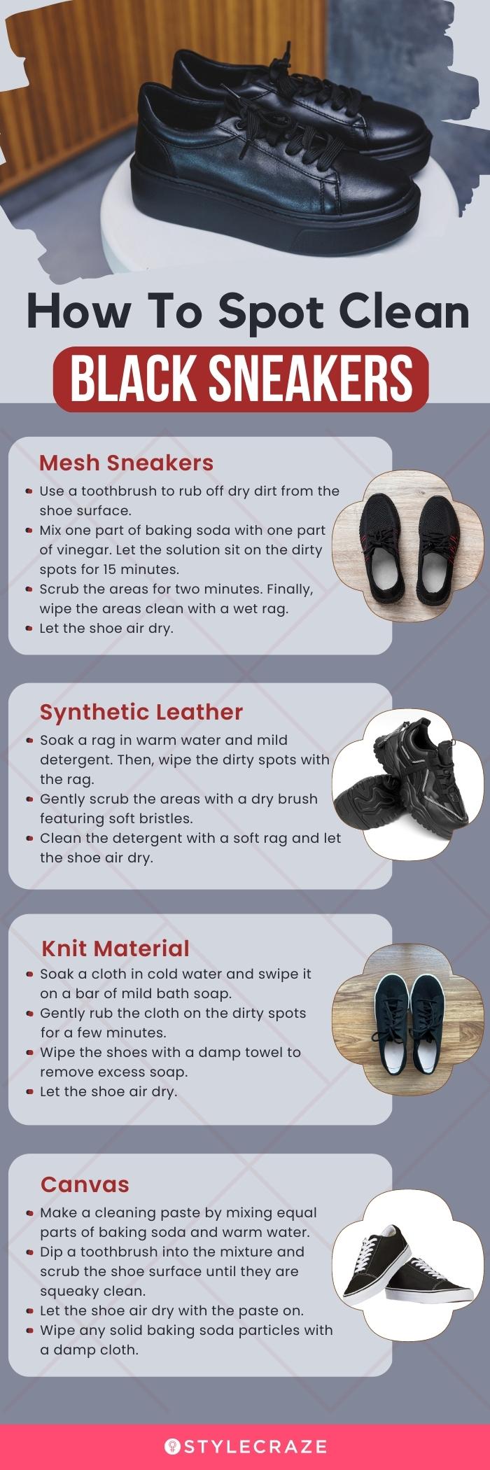How To Spot Clean Black Sneakers (infographic)