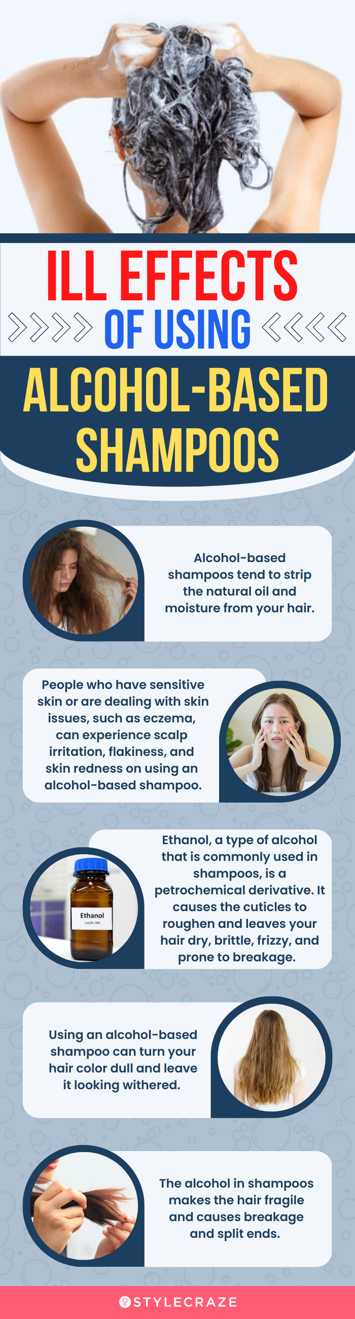 Ill-Effects of Using Alcohol-Based Shampoos (infographic)