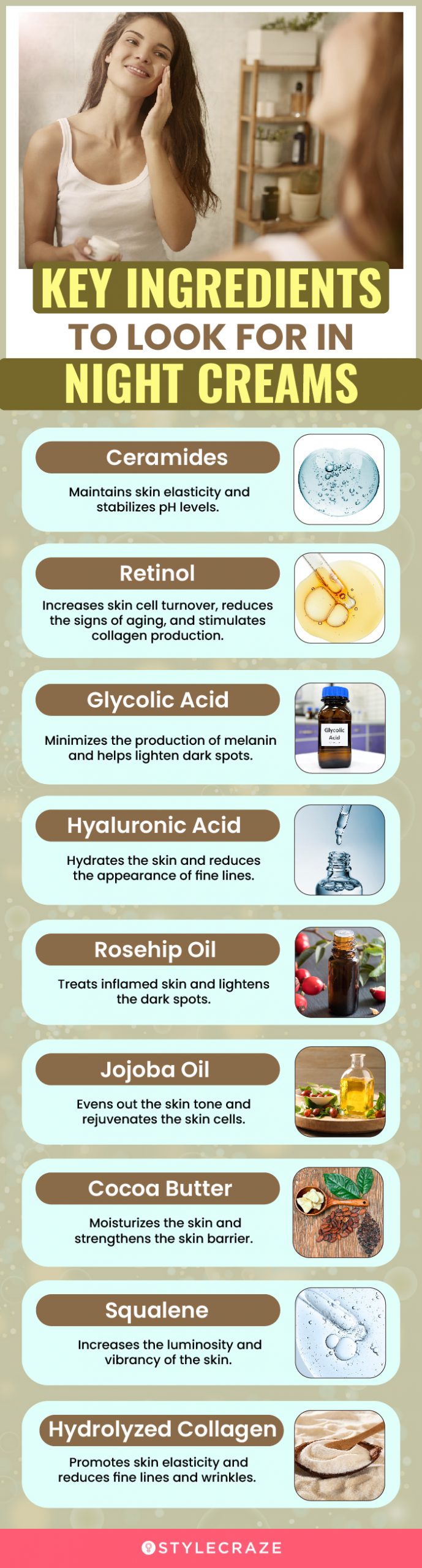 Key Ingredients To Look For In Night Creams (infographic)