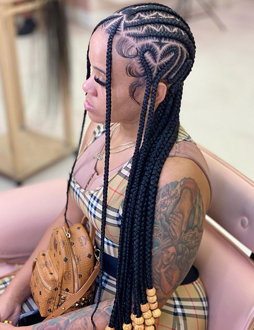Knotless Braids With Statement Hearts