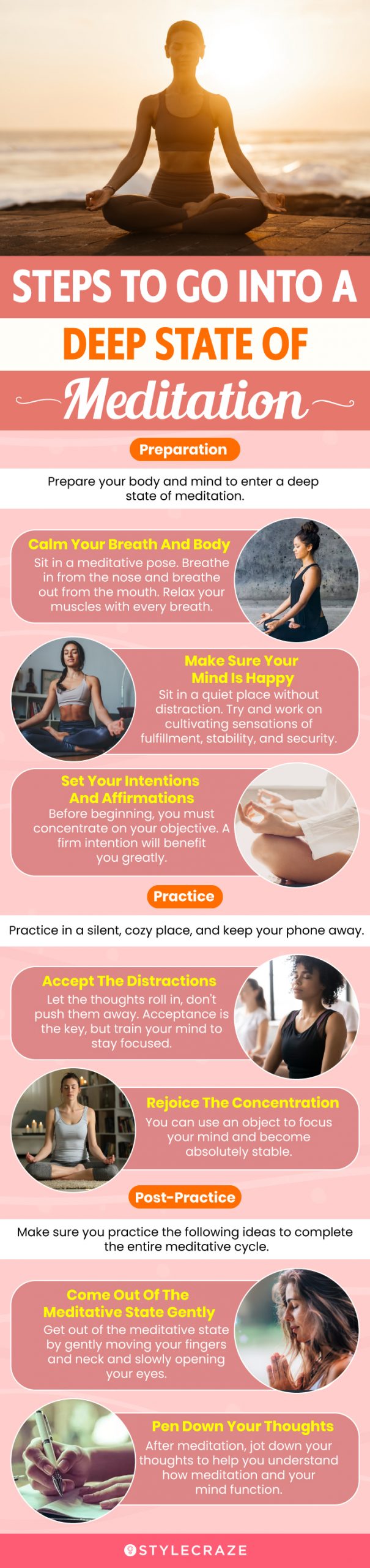 steps to go into a deep state of meditation (infographic)