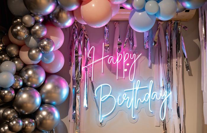 A Happy Birthday Neon Sign