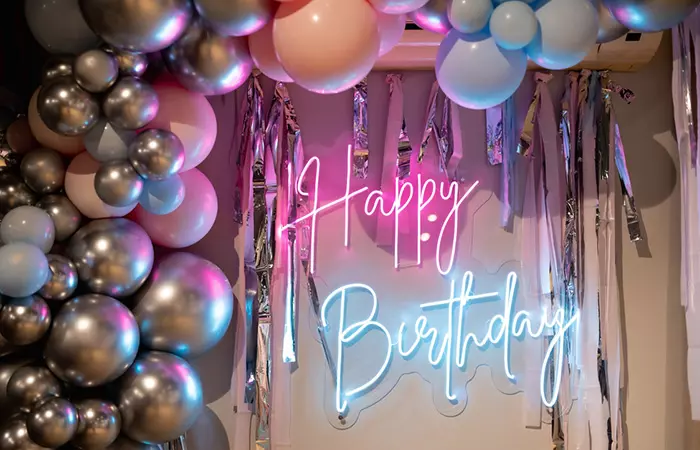 A Happy Birthday Neon Sign