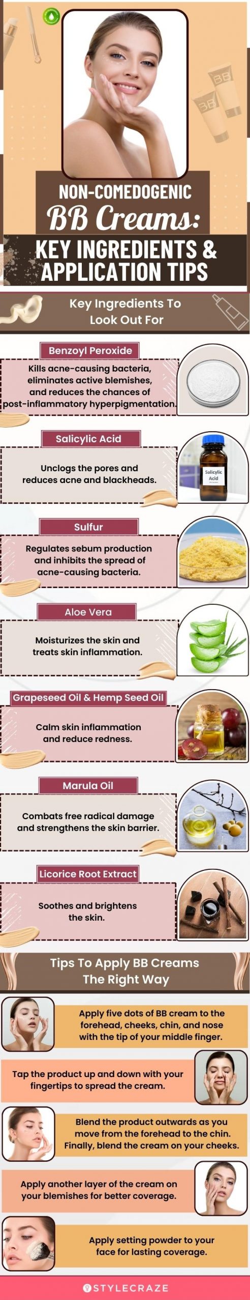 Non-Comedogenic BB Creams: Key Ingredients And Application Tips (infographic)