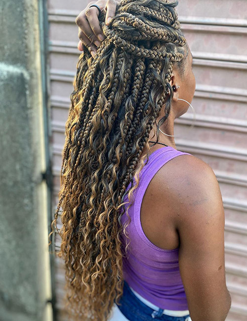 Ombre Knotless Braids And Curls