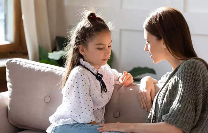 Mother and child having a conversation.