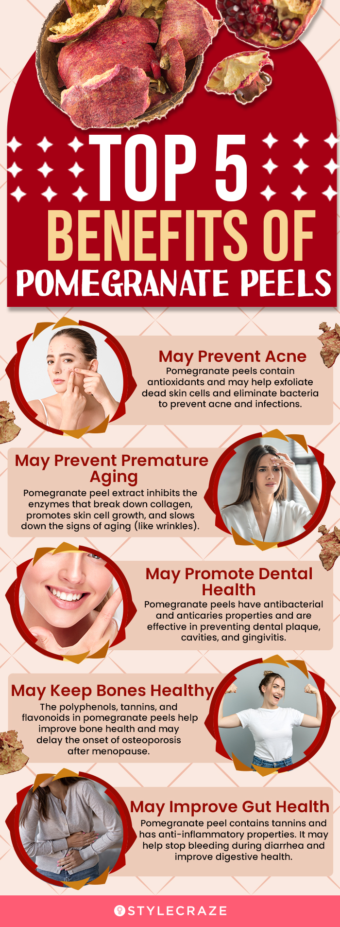 top 5 benefits of pomegranate peels (infographic)