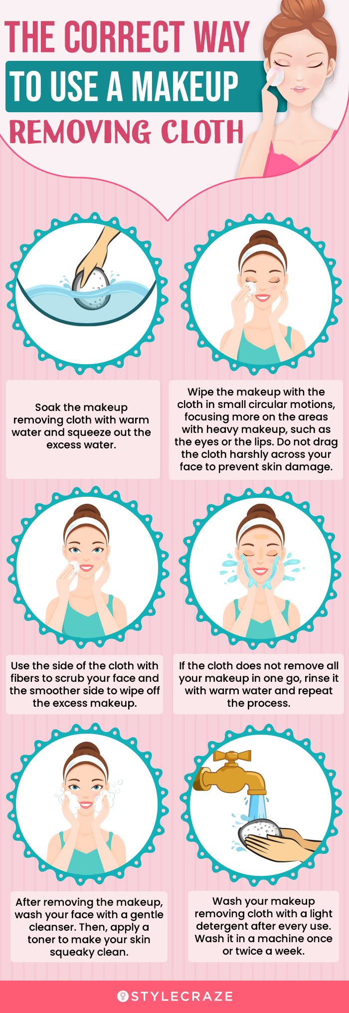 The Correct Way To Use A Makeup Removing Cloth (infographic)