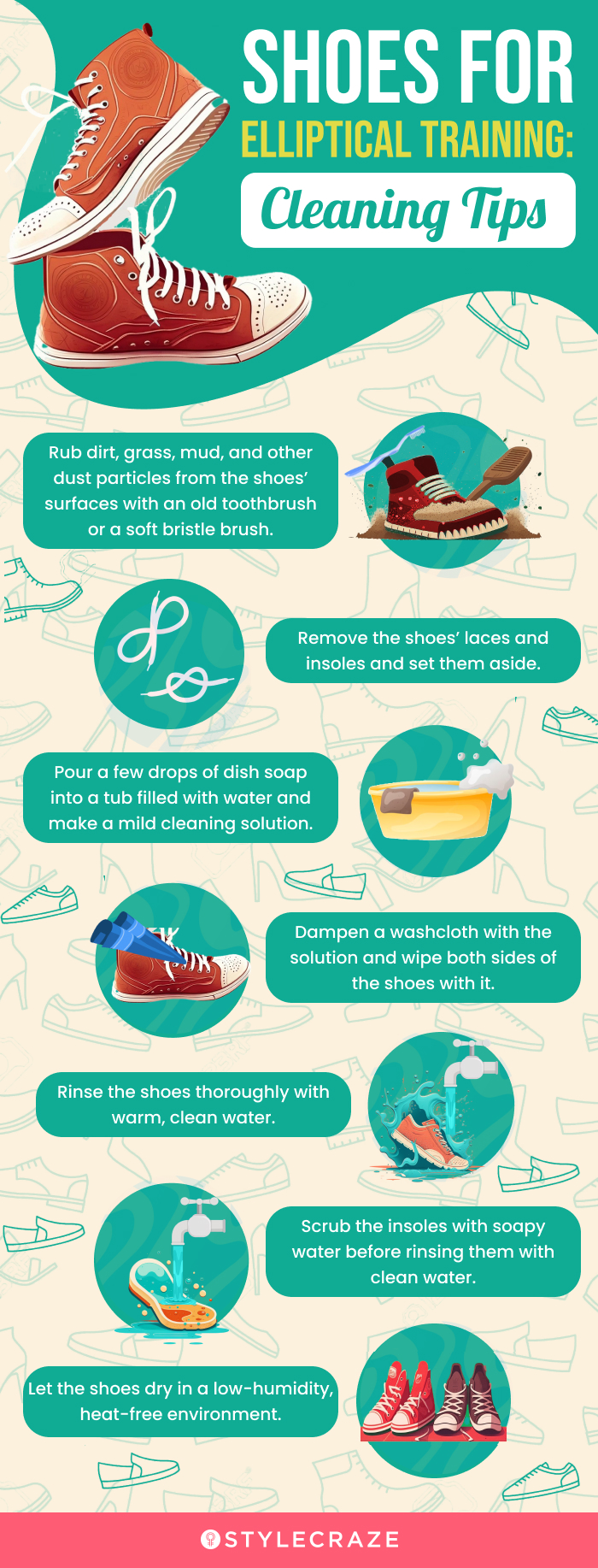 Shoes For Elliptical Training: Cleaning Tips (infographic)