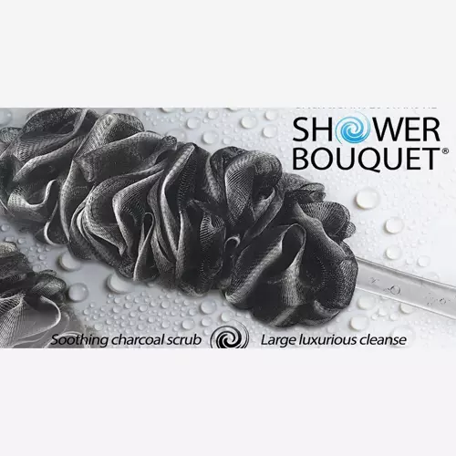 Shower Bouquet Charcoal Back Scrubber And Bath Sponges