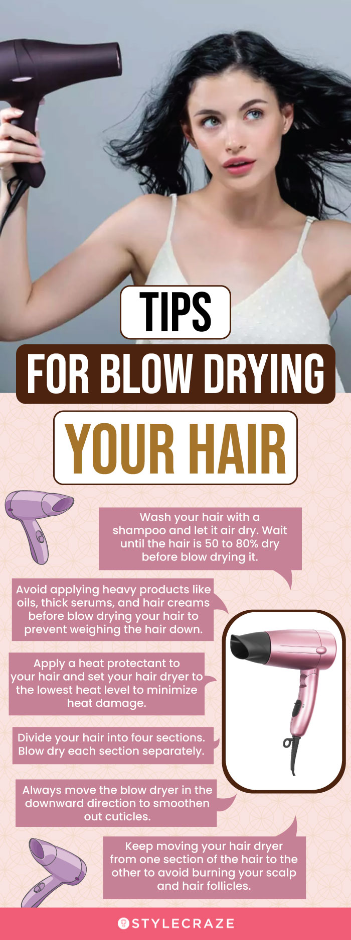 Tips For Blow Drying Your Hair (infographic)