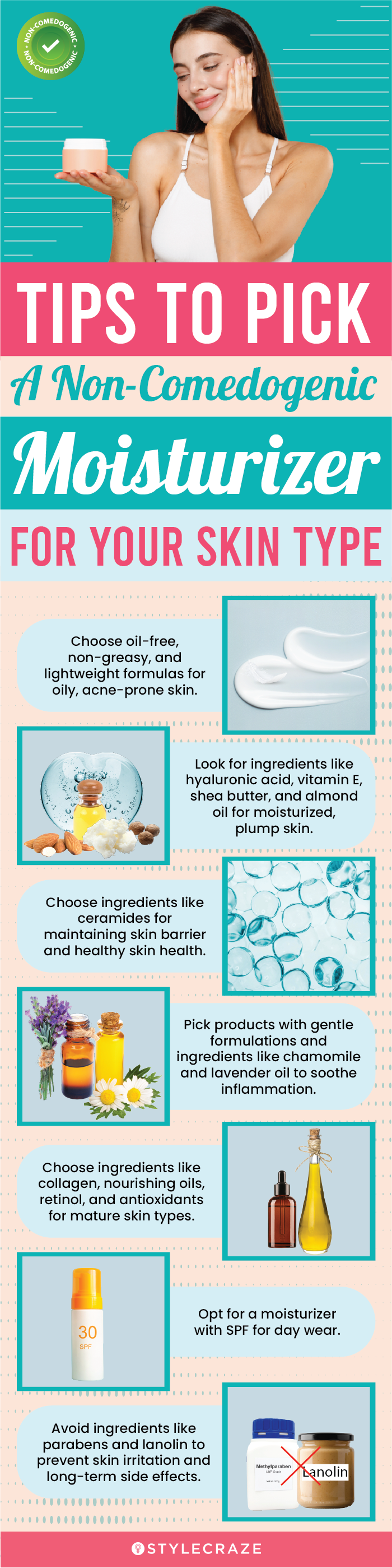 Tips To Pick A Non-Comedogenic Moisturizer For Your Skin Type (infographic)
