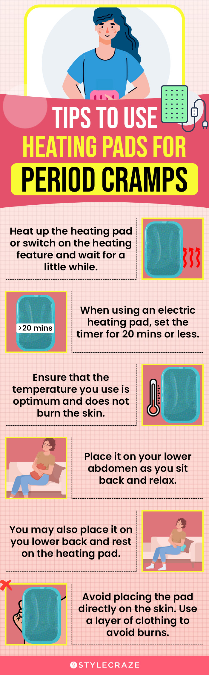 Tips To Use Heating Pads For Period Cramps (infographic)