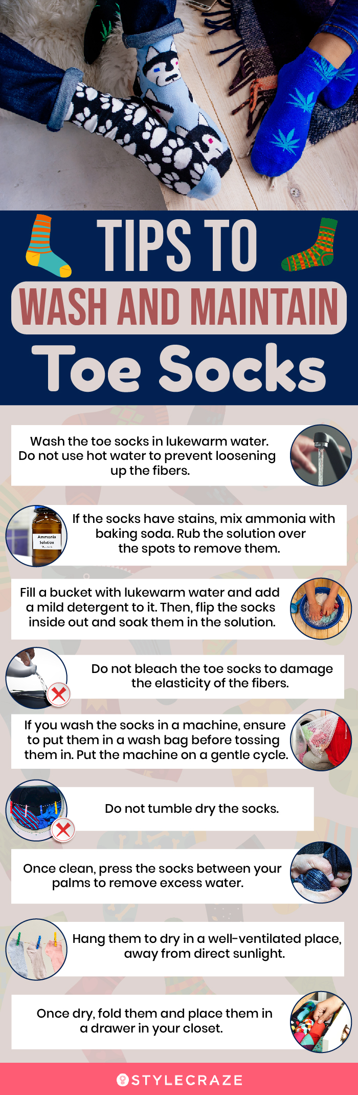 Tips To Wash And Maintain Toe Socks (infographic)