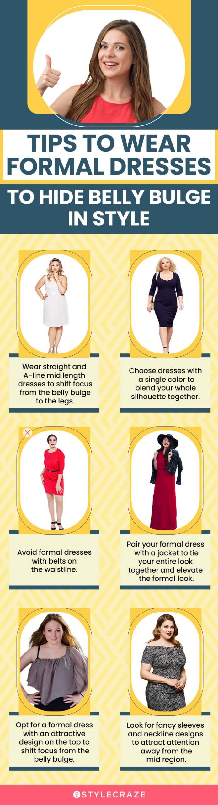 Tips To Wear Formal Dresses That Hide Belly Bulge In Style (infographic)